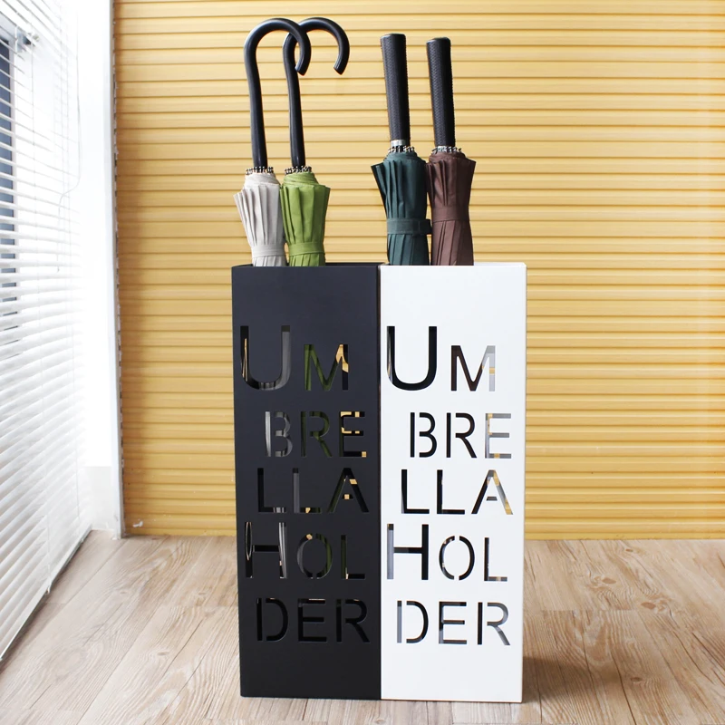 Waterproof Metal Umbrella Storage Holder Letter Hollow Elegant Umbrella Stand Rack Home Hotel Umbrellas Bucket High Quality