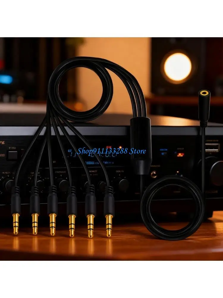 G88D Multiports 3.5mm Stereo Audios Splitter Gold Plated Adapter Cable for Home Offices