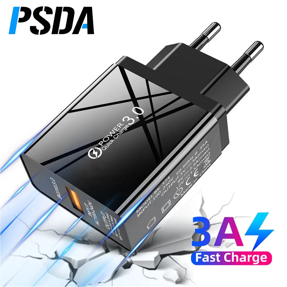 

PSDA 18W 3A USB Quick Charge EU US UK Fast Charger Travel Wall Charger Adapter For iPhone iPad Samsung Xiaomi Phone Charger