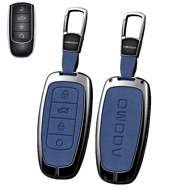 Zinc Alloy Leather Car Key Case Omoda C5 E5 C9 Fx 7 8 Pro Plus 5 9 EV PHEV 2024 2025 Key Fob Car Key Chain Auto Accessories