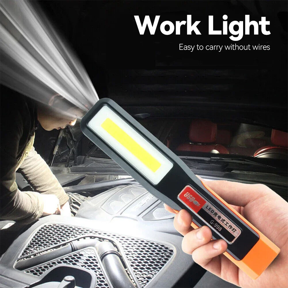 Imagem -02 - Poderoso Cob Led Work Light Garagem do Carro Lâmpada Mecânica Lanterna Recarregável Usb Tocha Magnética Luz de Emergência Luz de Advertência