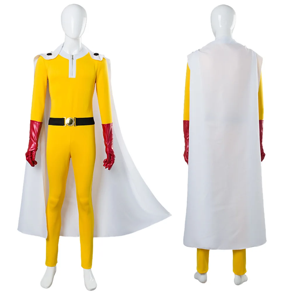 

Saitama Cosplay Cloak Jumpsuit costume Anime Puncher Costume Disguise Adult Men Roleplay Fantasia Halloween Cloth Outfits
