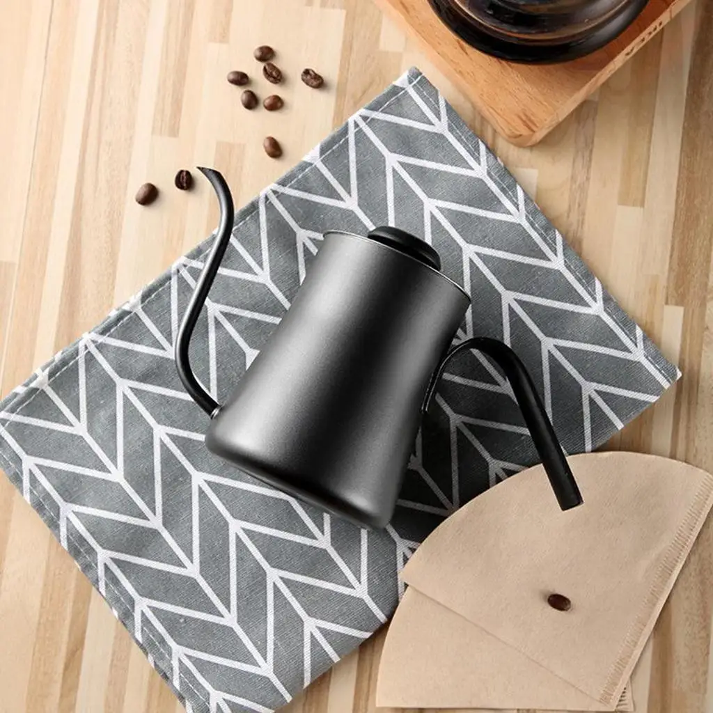 Amleso 400 مل صب فوق غلاية مع ميزان الحرارة معقوفة إبريق شاي القهوة