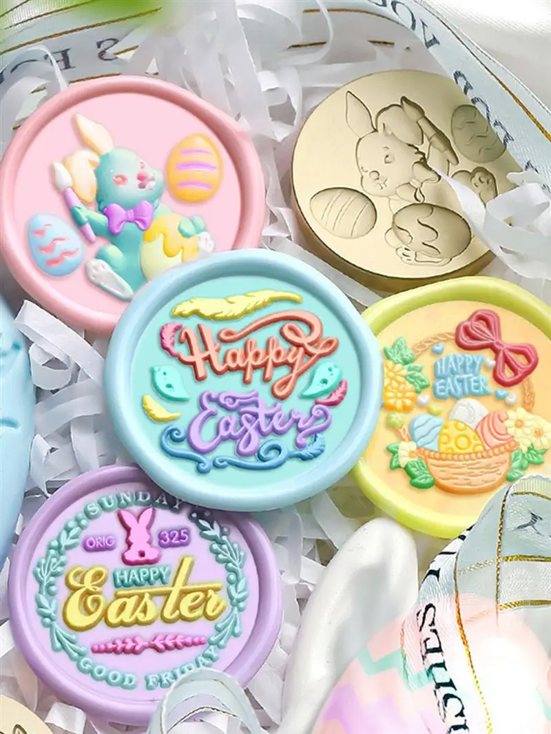 Timbre sceau d'avertissement rétro, série animaux pneumatiques et œufs de Pâques, cartes de tête, enveloppes, invitations de mariage, scrapbooking bricolage