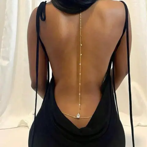 Simple Teardrop Zircon Back Chain Necklace Sexy Drop Back Body Chain for Women Versatile Backless Dress Wedding Party Jewelry