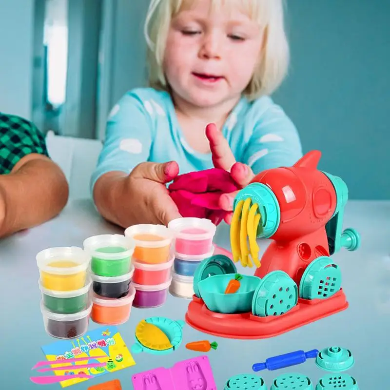 Rich Play Dough Clay Set Color Recognition Learning Play Dough Plasticine Tools Educational Modeling Clay Machine Toy For Kids