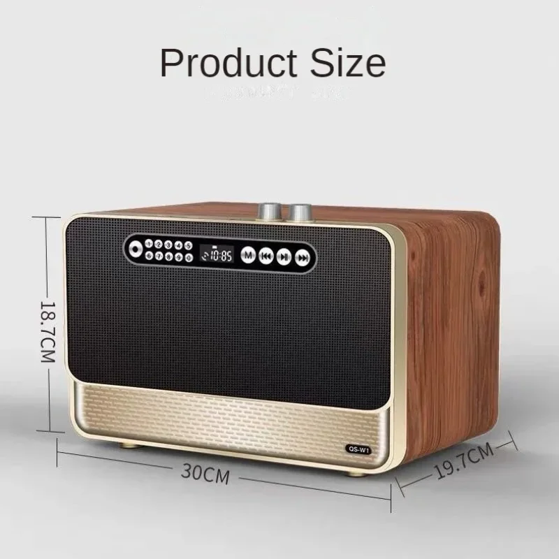 Rádio de madeira estilo retrô como alto-falante Bluetooth HiFi graves profundos alto-falante duplo U Disk Play