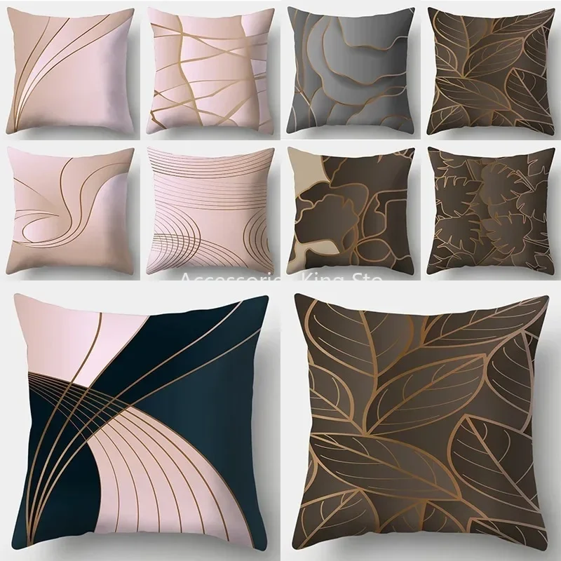 

45x45cm Geometric Abstract Peach Skin Pillow Cover Pink Home Sofa Upholstery Cushion Cover Home Decor Pillowcase