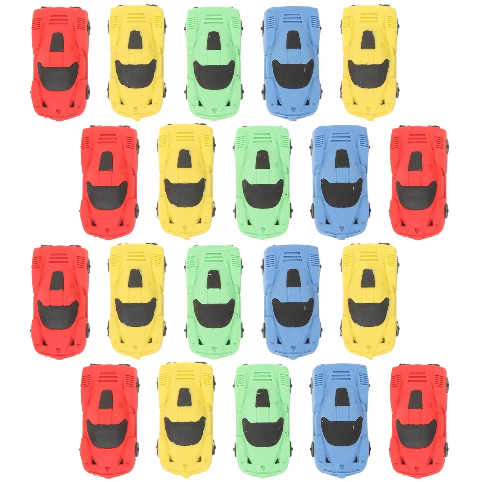 20pcs Cartoon Racing Car Shape Rubber Eraser Mini Rubber School Office Student Stationery Supplies