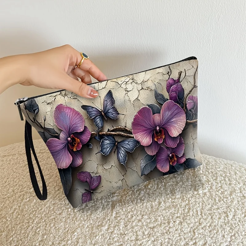 

Unisex Adult Handbag Mixed Color Floral and Butterfly Design for Cosmetics Snacks Coins Durable Zipper Closure Gift Bags