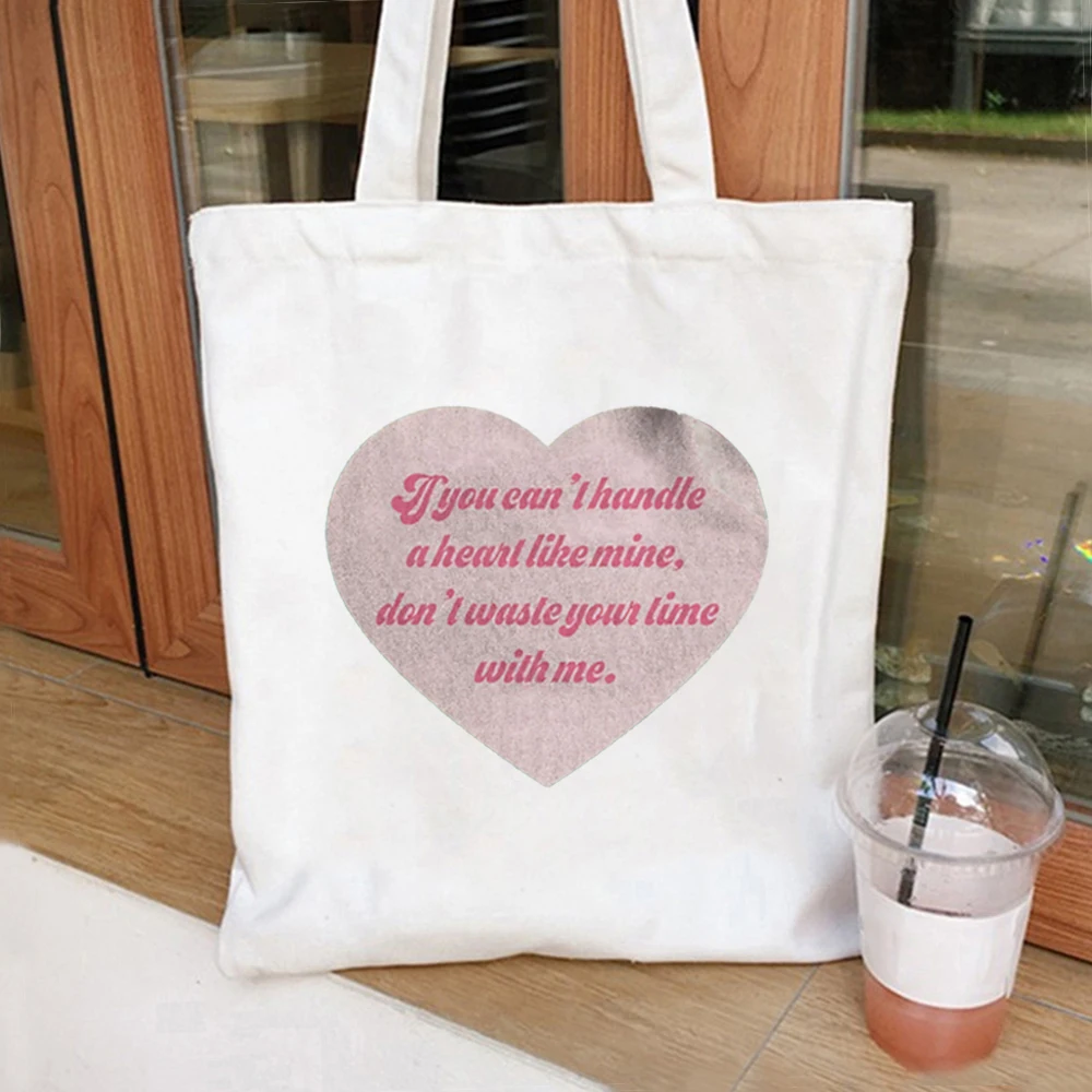 Borsa tote a forma di cuore martiletto borsa a tracolla da donna carina a forma di amore rosa regalo di cardigan ai fan: borsa di tela ecologica K-12