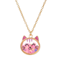Cartoon Cute Cat Frog Bear Pendant Shiny Girls Necklace 1 Piece Friend Gift Children Jewelry Fashion Accessory