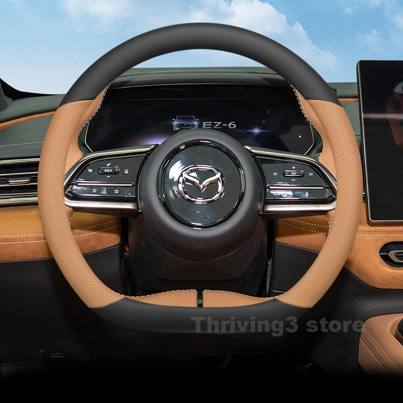 

Кожаный чехол на руль автомобиля для Mazda EZ-6 EZ6 2024 2025, износостойкий автомобильный руль Mazda ez6, аксессуары 2025