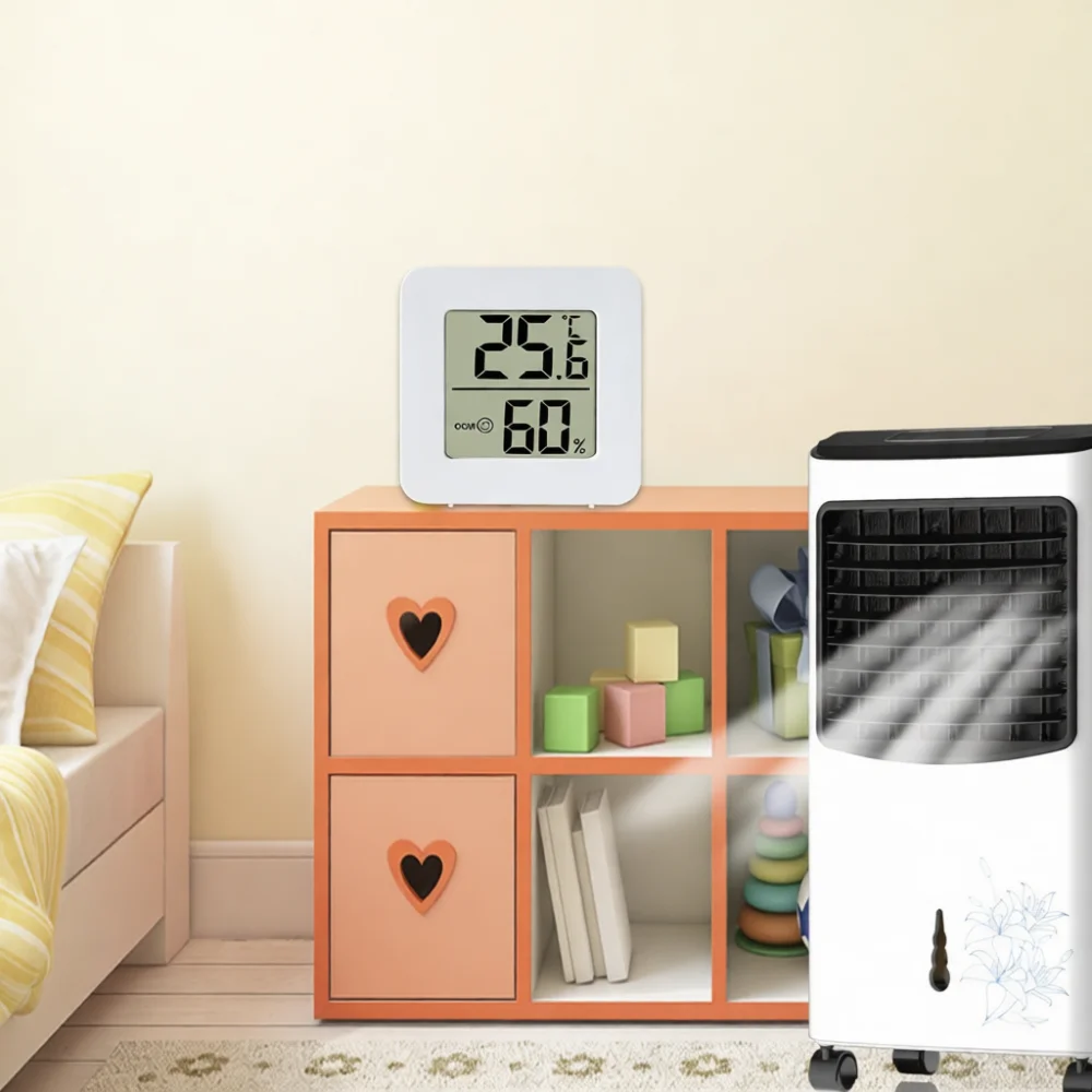 Portable Electronic Temperature Humidity Gauge Digital Indoor Monitor For Home Nursery Office Desktop Wall Mount