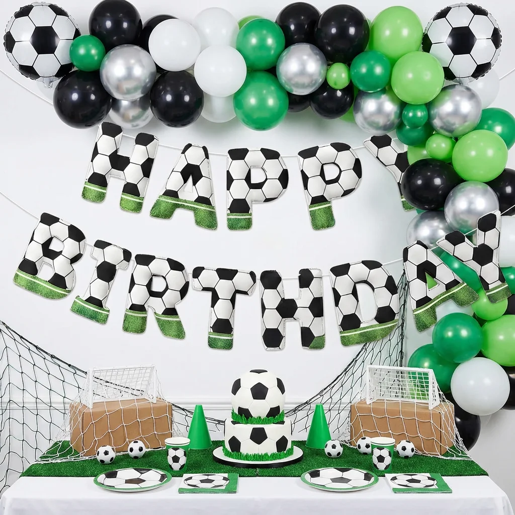 2026 Fußball-Themen-Party-Dekorationen: Banner, Sportball-Geburtstagsparty-Filz-Hängegirlande, Zubehör für Kinder, Teenager, Jungen, Männer
