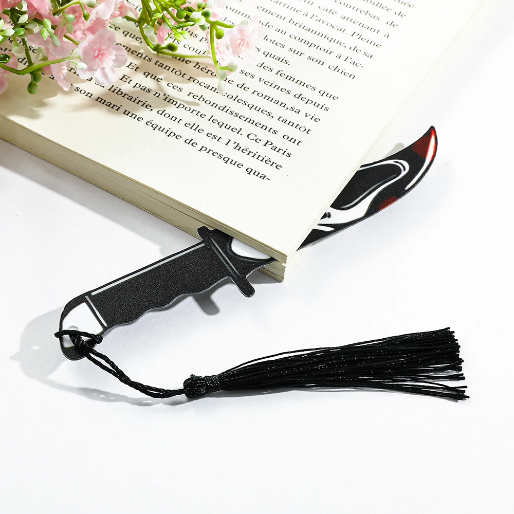 1pcs Acrylic Ghost Bookmark with Black Tassel For Horror Movie Lovers Read Marker Gift for Book Lovers Office Stationery