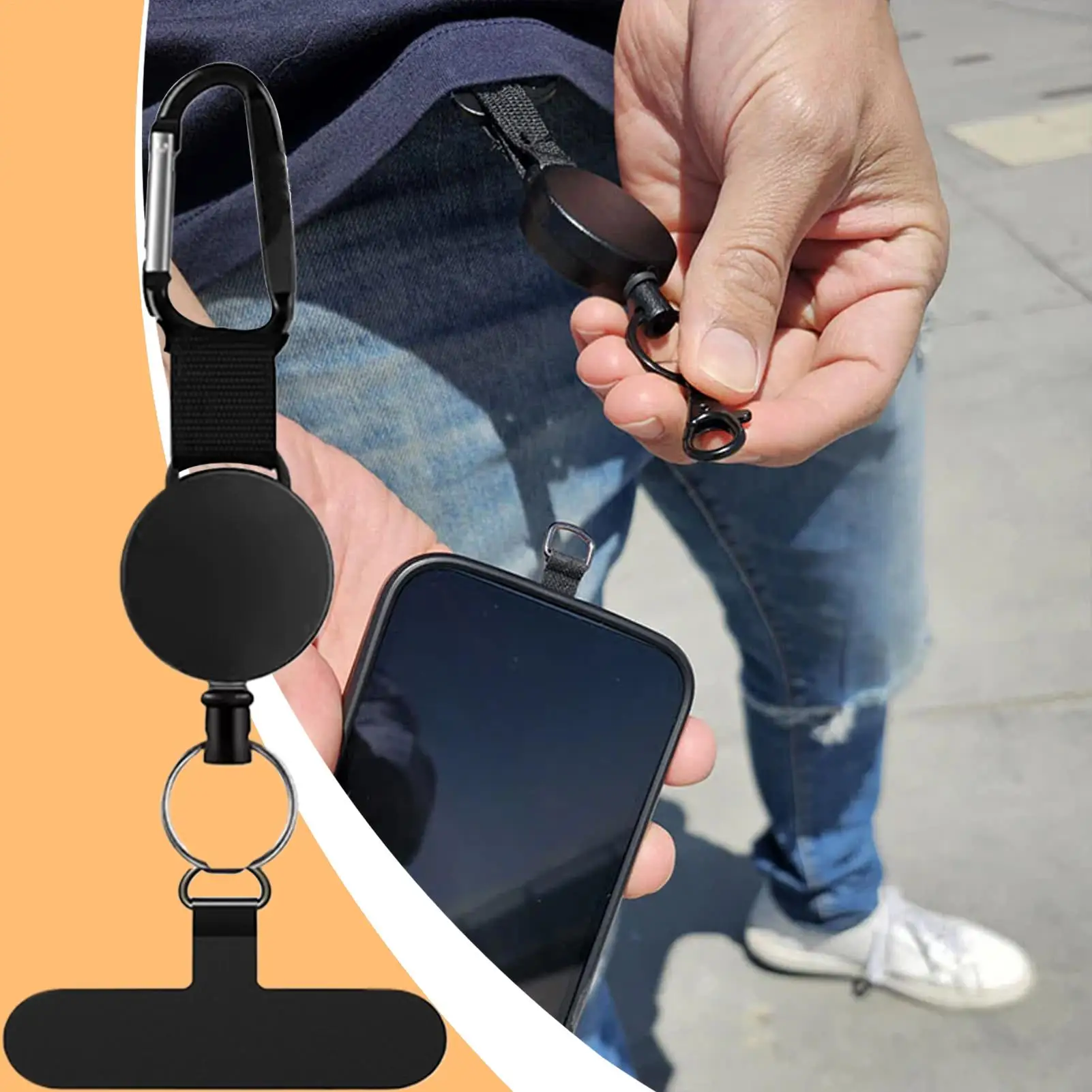 Retractable Anti-theft Phone Clip Cell Phone Lanyard Tether Outdoor Phone Security Strap Preventing Drops And Theft For Travel view 2