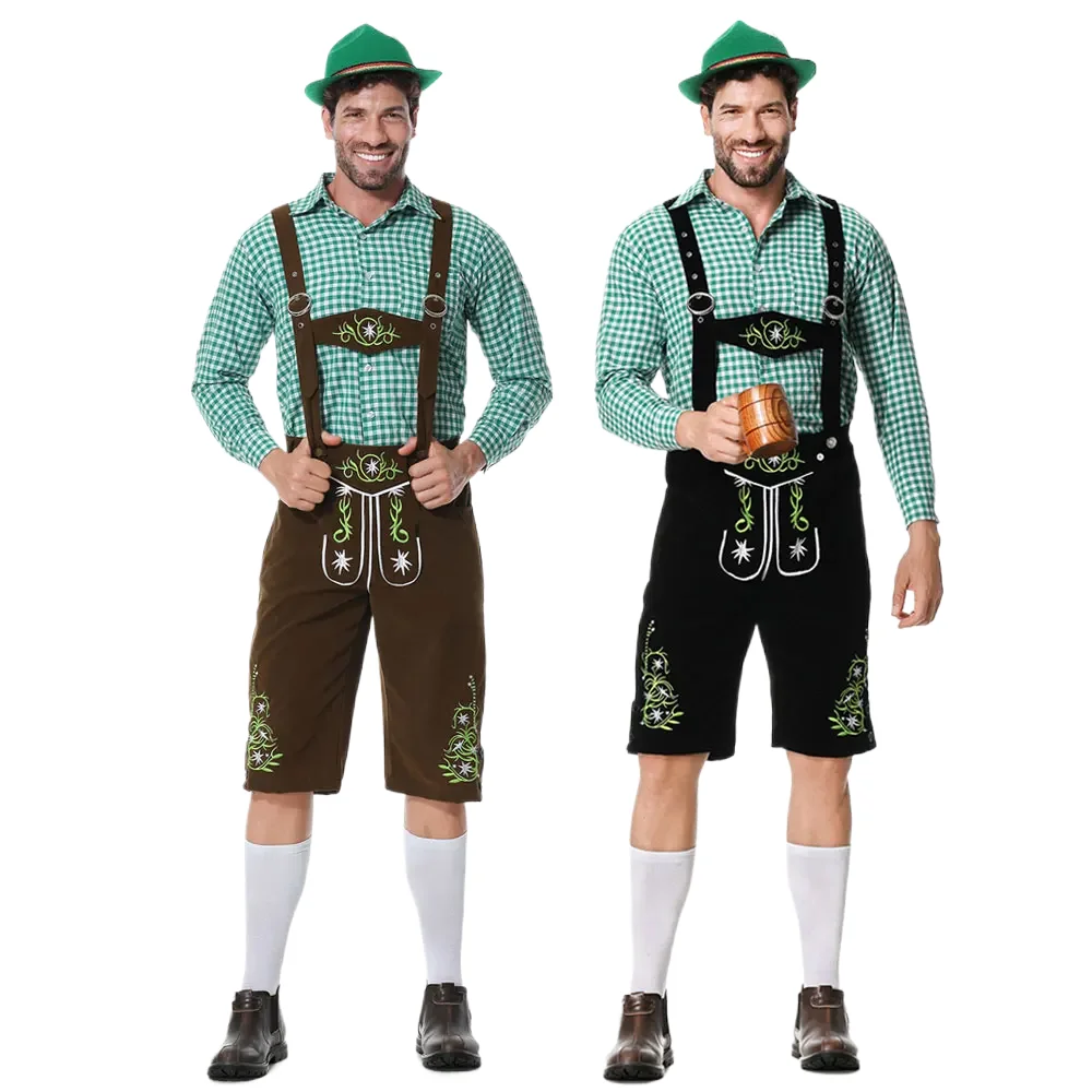 

New Green Men Oktoberfest Costume German Oktoberfest Pubs Bartender Outfit Beer Man Costumes Lederhosen Bavarian Octoberfest