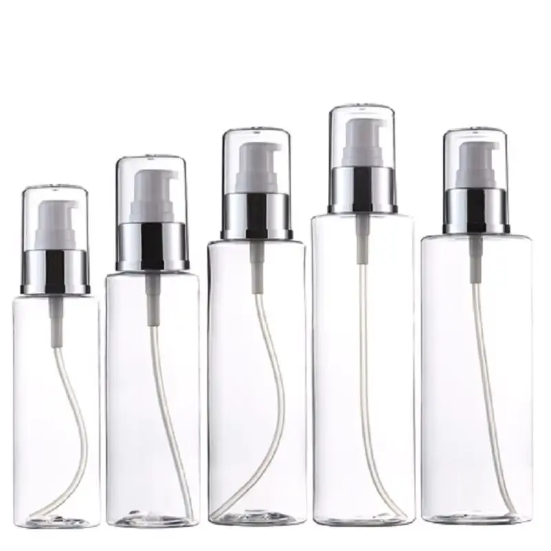 

20Pcs Shampoo Bottle Makeup Clear Flat Shoulder PET Lotion Pump Bottle 100ml 120ml 150ml 200ml 250ml Cosmetic Body Scrub Bottles