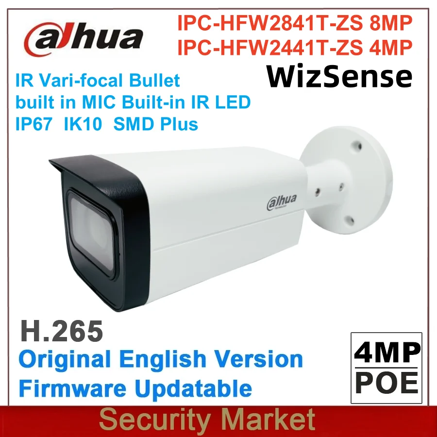 Original English Dahua 4MP IPC-HFW2441T-ZS  and 8Mp IPC-HFW2841T-ZS POE Lite IR Vari-focal Bullet Network Camera