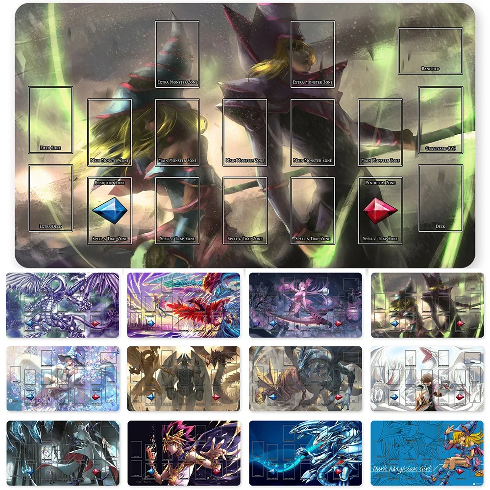 

YuGiOh Playmat Blue-eyes Ultimate Dragon Dark Magician Duel Monsters Playmats Compatible for OCG TCG + Free Bag - ygo (63)
