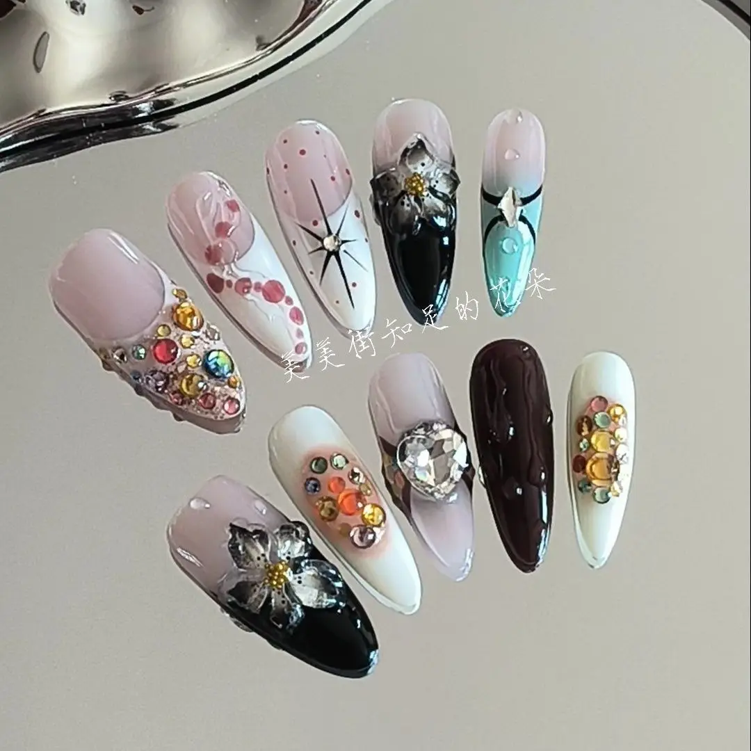 New Embossed Spice Girl Flower Nail Art Handmade Wear Pure Handmade Removable Advanced Nail Art Nail Ornament