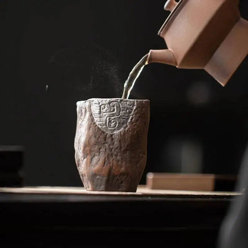 الفخار الخشن كوب رئيسي اليدوية كوب شاي سيراميك تذوق كوب البتلة كوب القديم روك كلاي طقم شاي الكونغ فو كوب