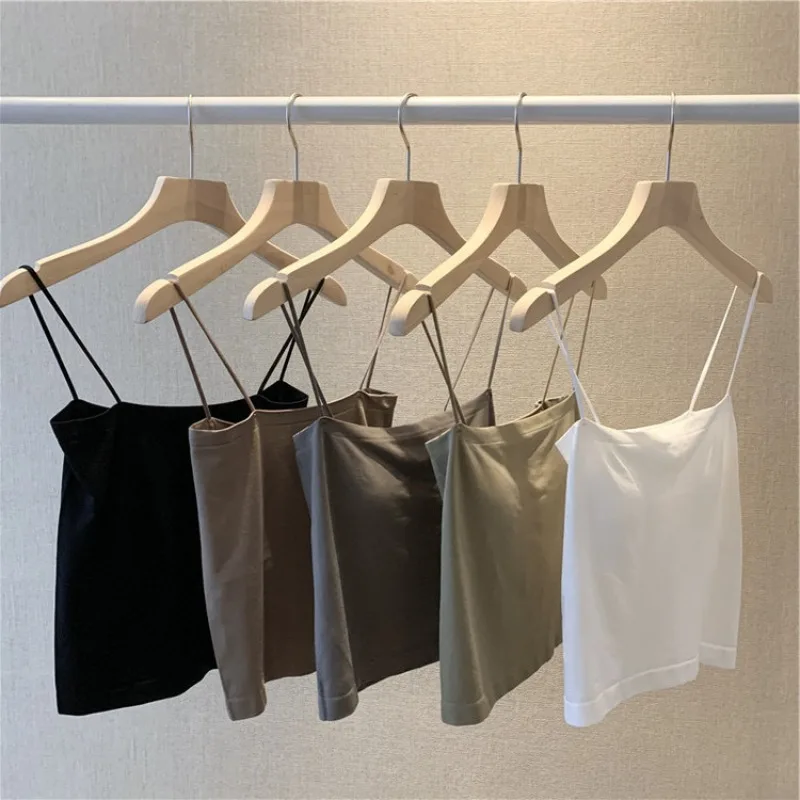 Pure Color Camisole Women's Summer with Chest Pad Outerwear Top Without Steel Ring Seamless Chest Strap Bottom Tube Top