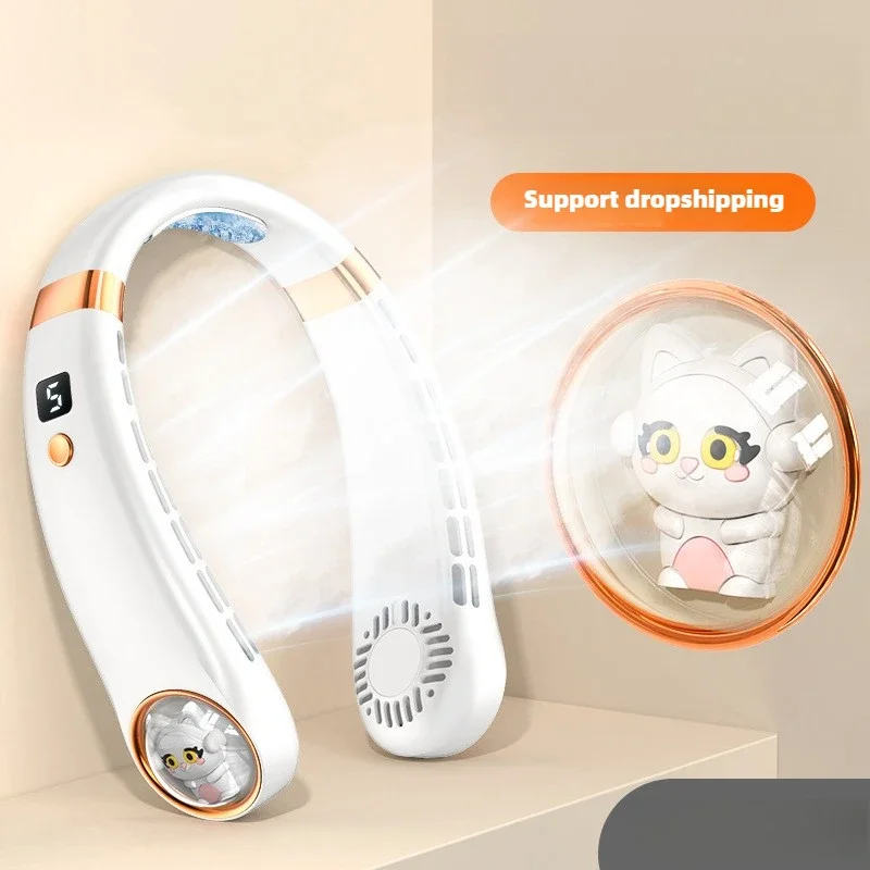 

Neck Bladeless Fan Mini Ultra Long Life Portable Lazy Silent Fan Usb Charging Student Sports Office Neck Ventilator