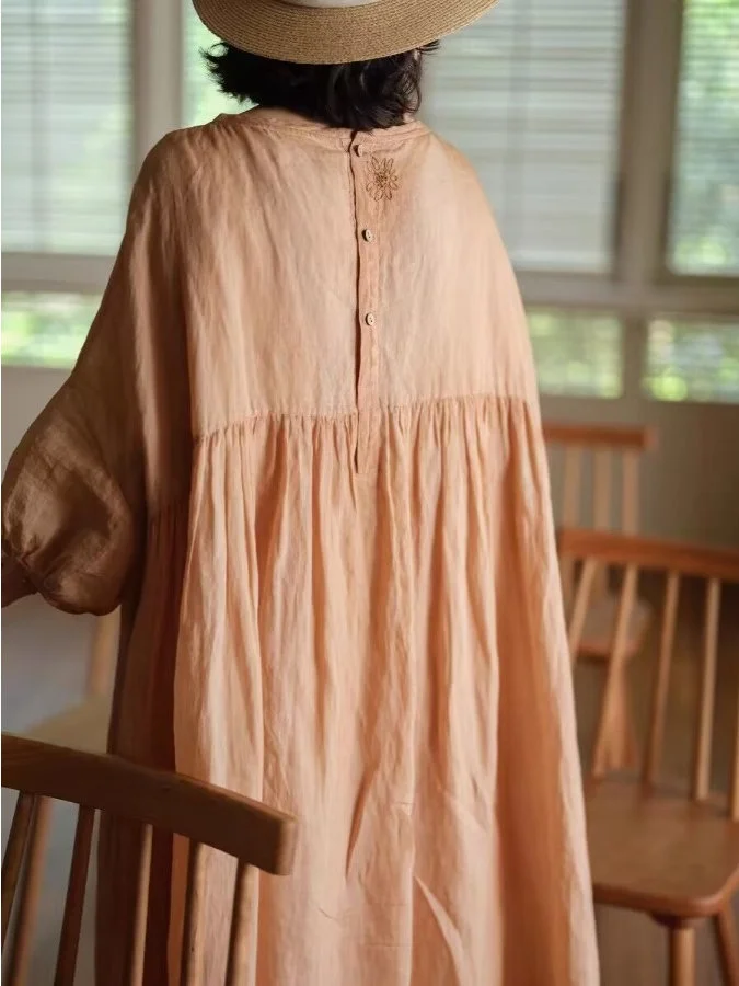 エレ純色コットンリネンルーズレディースドクターサマーヴィンテージスレAラインミディスカートスリムハイウエストドールドクター