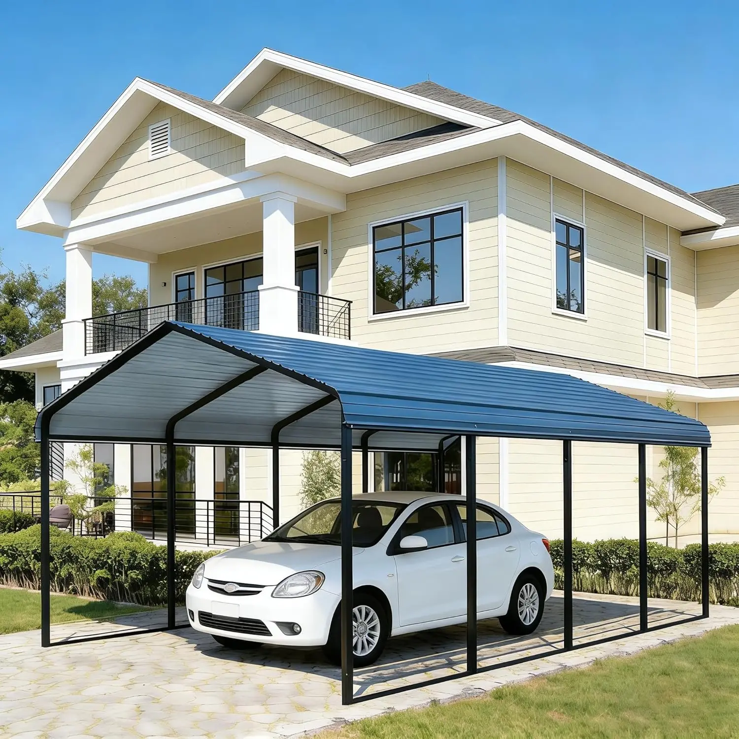 

Металлический навес для автомобиля 10x20 футов (3x6 метров) - Усиленный, из оцинкованной стали, для 1 автомобиля, автодомов, лодок и хранения на открытом воздухе