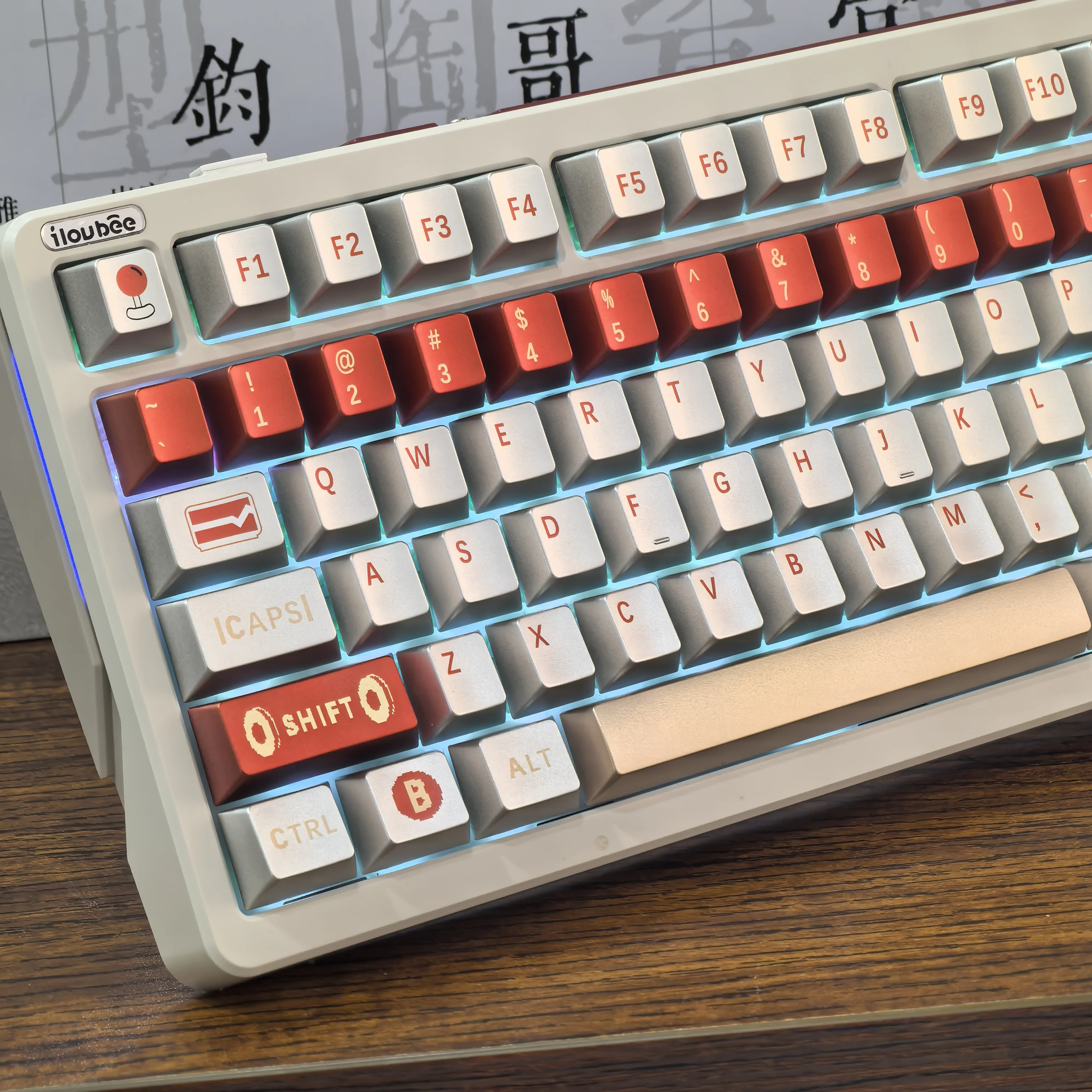 MAIMOOO Retro Metal Keycaps Silver Retro Red And White Machine 115Keys Cherry Pbt Metallic Glossy Texture Gaming Keycaps
