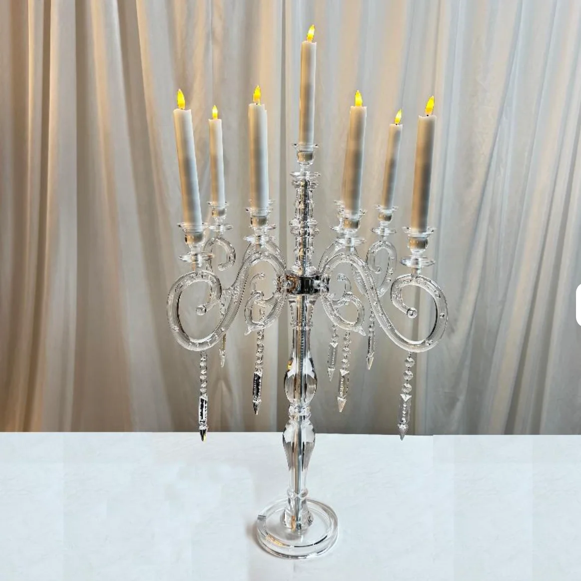 5/6/10pcs 100/110/120cm 9 Arms Tube Wedding Birthday Party Table Decoration Centerpiece Transparent Acrylic Candlestick