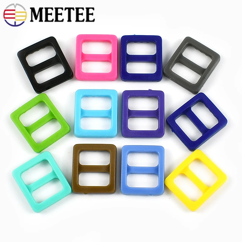 

100/200Pcs 10mm Colorful Plastic Release Buckle Pet Collar Adjust Buckles Belt Bag Strap Tri-Glide Slider Clasp Crafts Supplies