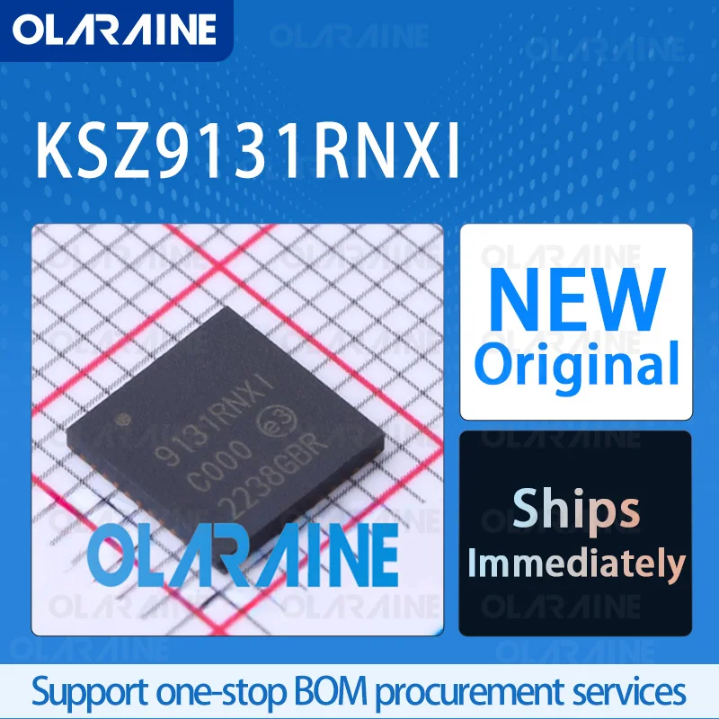 

1/5/10Pcs KSZ9131RNXI QFN-48 Original IC Chip Ethernet IC RoHS 1 Transceiver Data rates 10 Mb/s, 100 Mb/s, 1 Gb/s Voltage 3.3 V