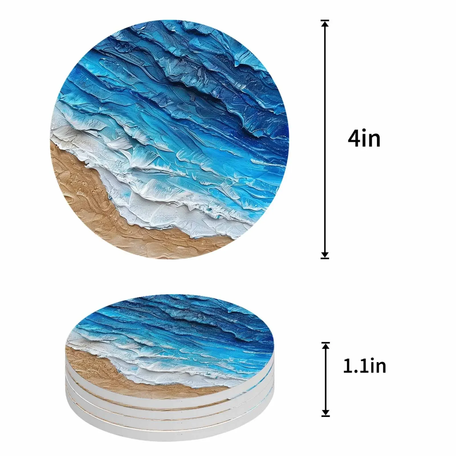 Ocean Waves Beach Cup Mat Coasters for Cups Drink Coaster Mats Tea Coffee Pad Drinkware Kitchen Dining Bar Home Garden