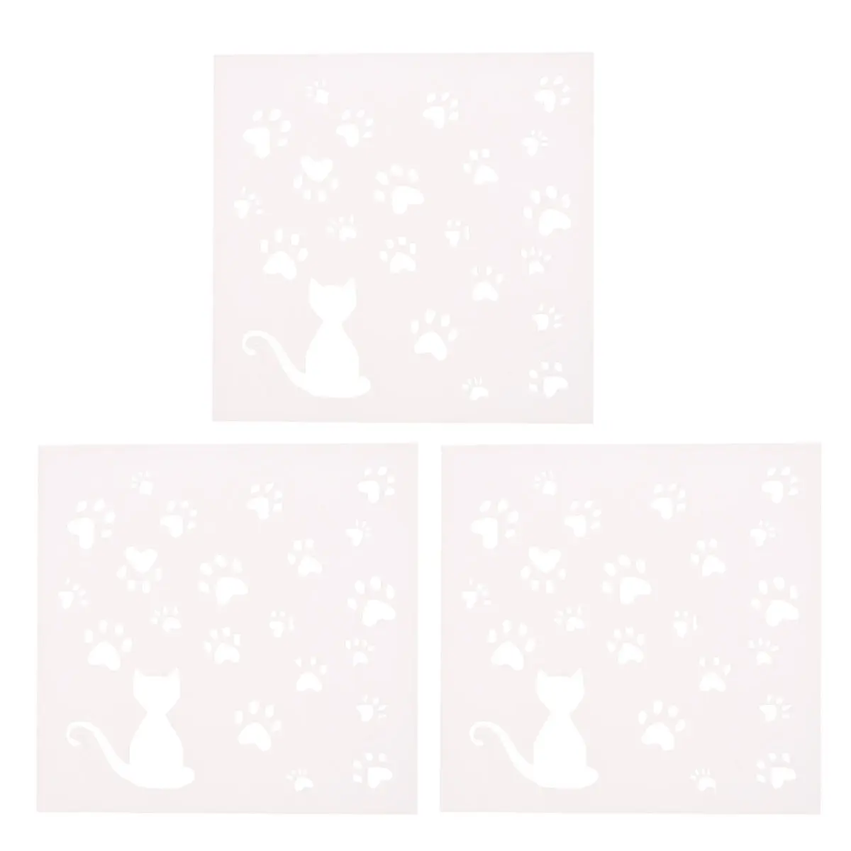 3pcs Hollow-Out Cat Stencils for Drawing Painting DIY Crafts Art Projects Creative Learning Tool