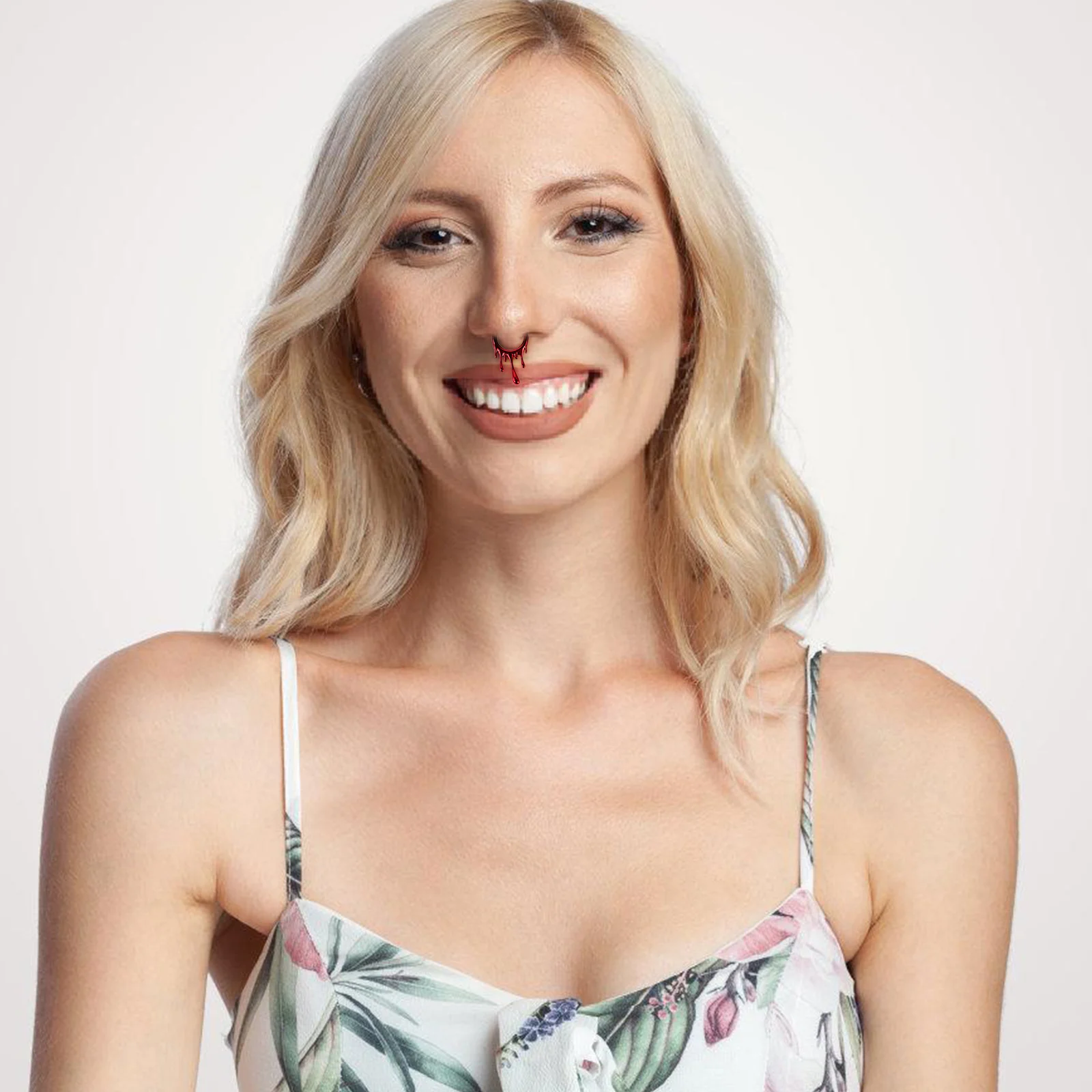 

4Pcs Stainless Steel Irregular Blood Flow Nose Rings Earrings Halloween Punk Gothic Body Piercing Jewelry Women Men