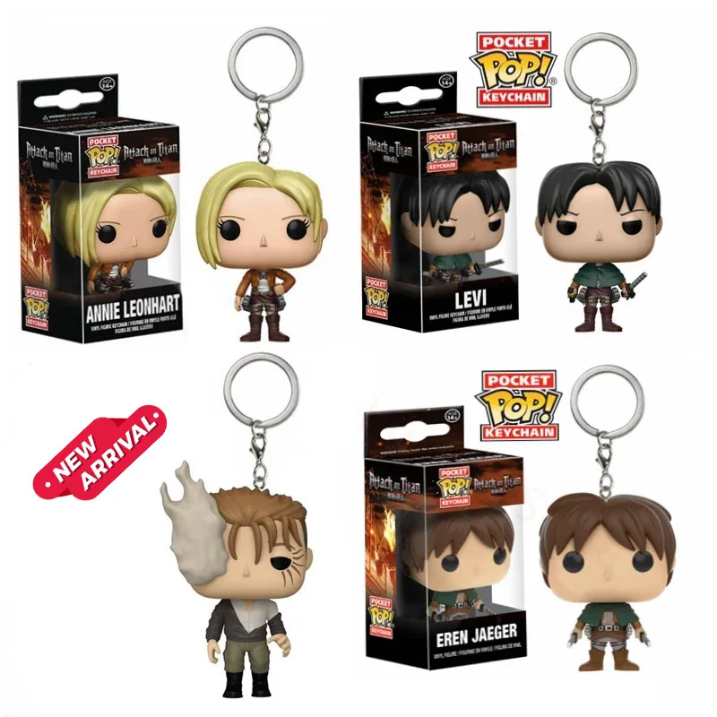 Funko Pop Attack on Titan Annie Leonhart Eren Jaeger Levi Anime Figures Attack on Titan Pocket Pop Keychain Action Figures Toys