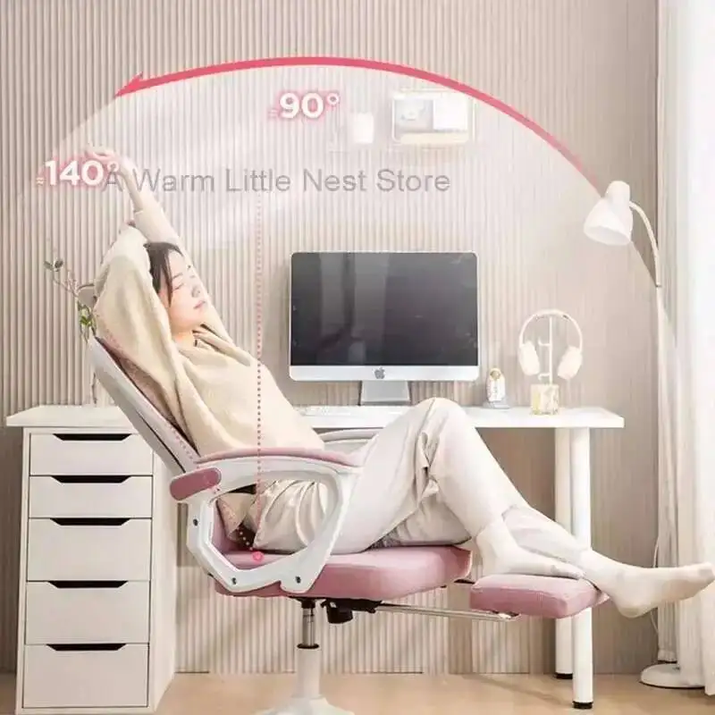 

Pink Living Room Ergonomic Chair Female Bedroom Ergonomic Computer Chair Home Comfortable Swivel Office Furniture Relaxing