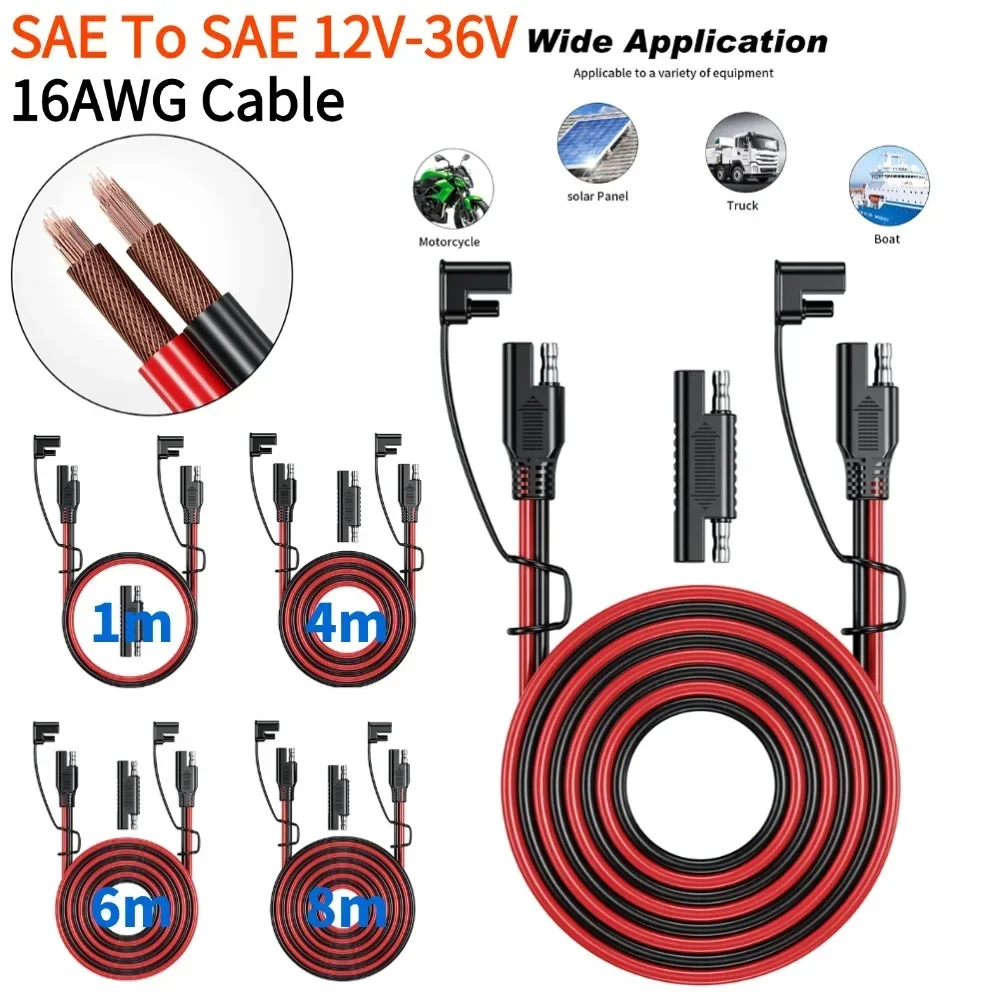 

Кабель для зарядки аккумулятора SAE к SAE 12 В-36 В, быстроразъемный удлинительный кабель, водонепроницаемый шнур с солнечной вилкой, автомобильный удлинительный кабель