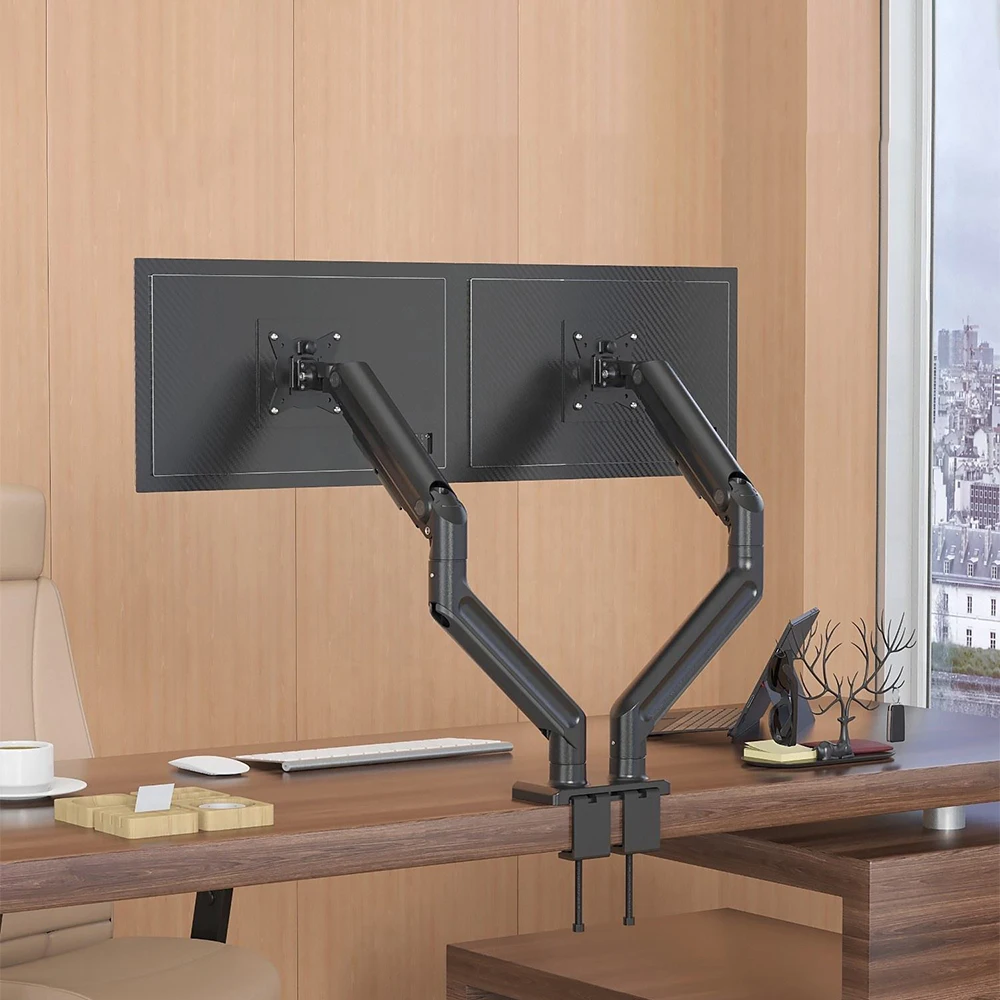 GE72 Premium VESA Aluminum Load 20kg Swivel Spring-Assisted Dual Monitor Arm Desk Stand For 15 To 42 Inch Computer Screen