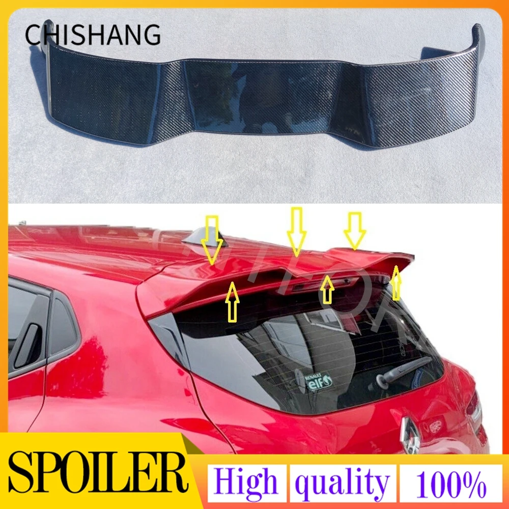 V Style For Renault Clio 2013-2018 MK4 Carbon Fiber/FRP  Hatchback Roof Rear Wing Body Kit Accessories