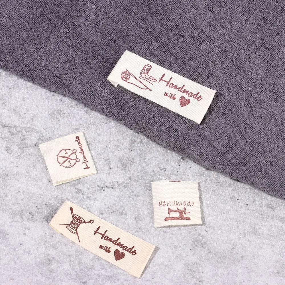 50PCS Sewing Machine Cartoon Cat Woven Supplies Clothing Tags Garment  Accessories Handmade With Love Clothes Labels