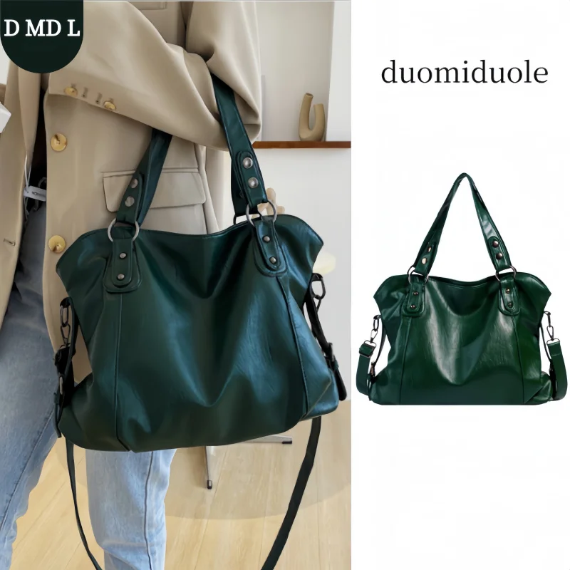 

Ретро брендовая вместительная сумка на плечо, женская роскошная однотонная классическая сумка через плечо, большая вместительная стильная сумка-тоут из мягкой искусственной кожи