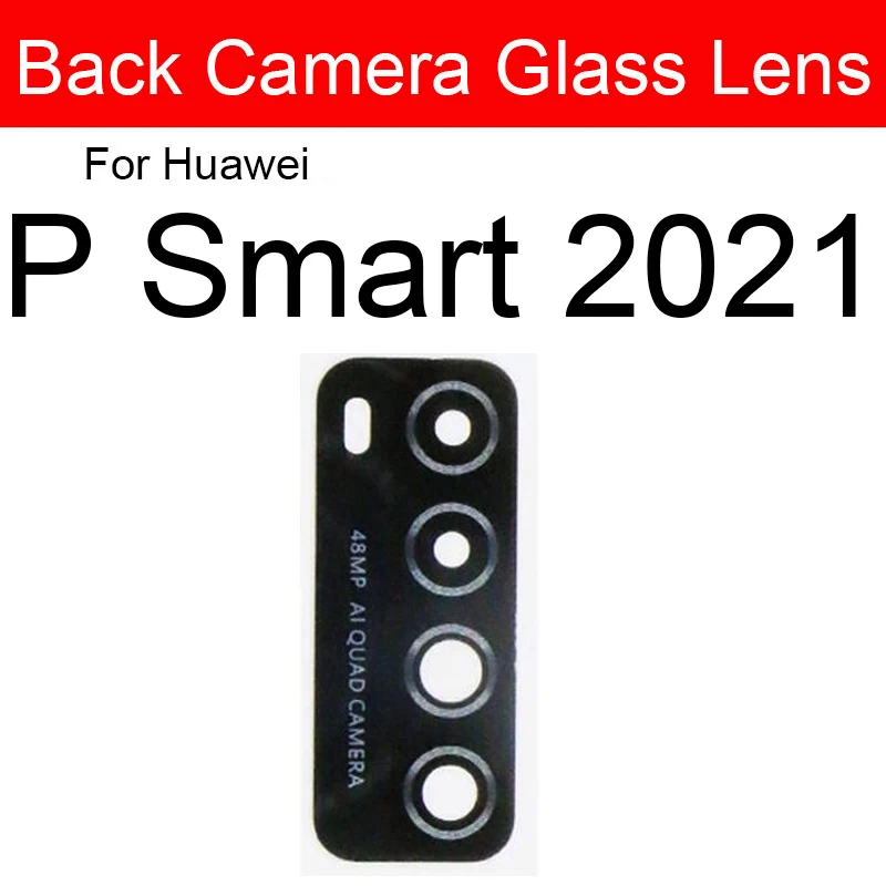 Lente de Cristal de la cámara trasera para Huawei P Smart Plus Pro Z S 2019 2020 Lente de Cristal de la Cámara + pegatina reemplazo de piezas de reparación