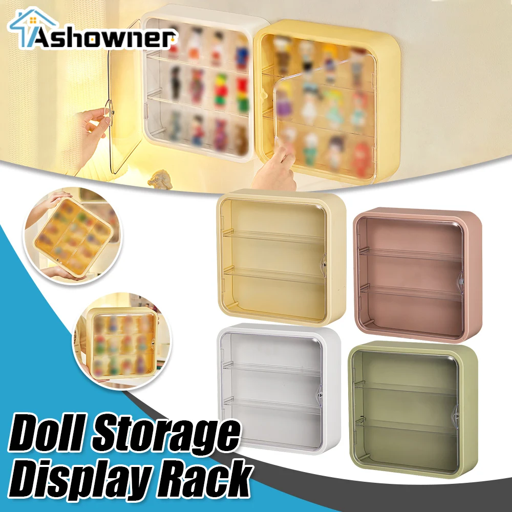 

Dolls Toy Display Box Wall Mounted Doll Storage Box No Punch Adjustable Hand Puppet Display Rack For Dolls With Handmade Toys