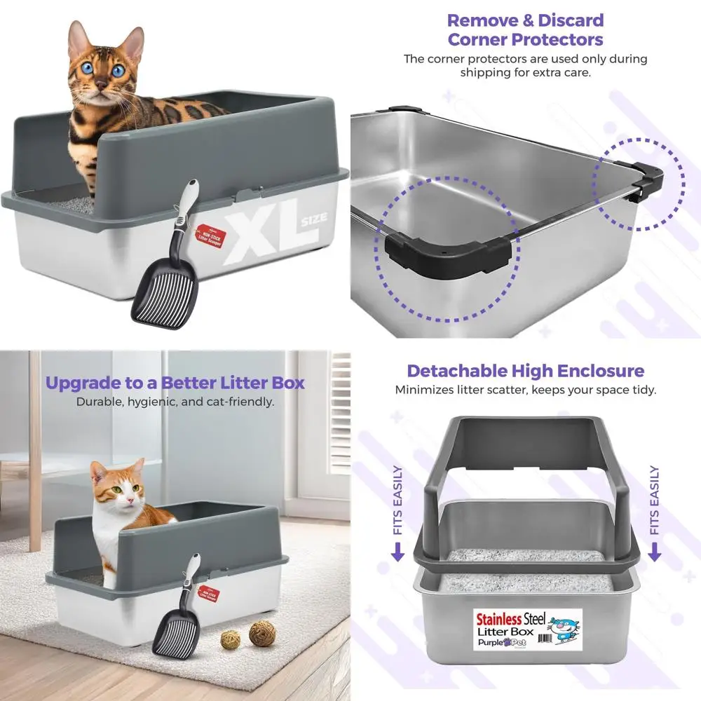 

Large High-Sided Cat Litter Box with Enclosure - Easy Clean, Extra Litter Scatter Protection - Ideal for Big Cats, 23.5x15.5x6