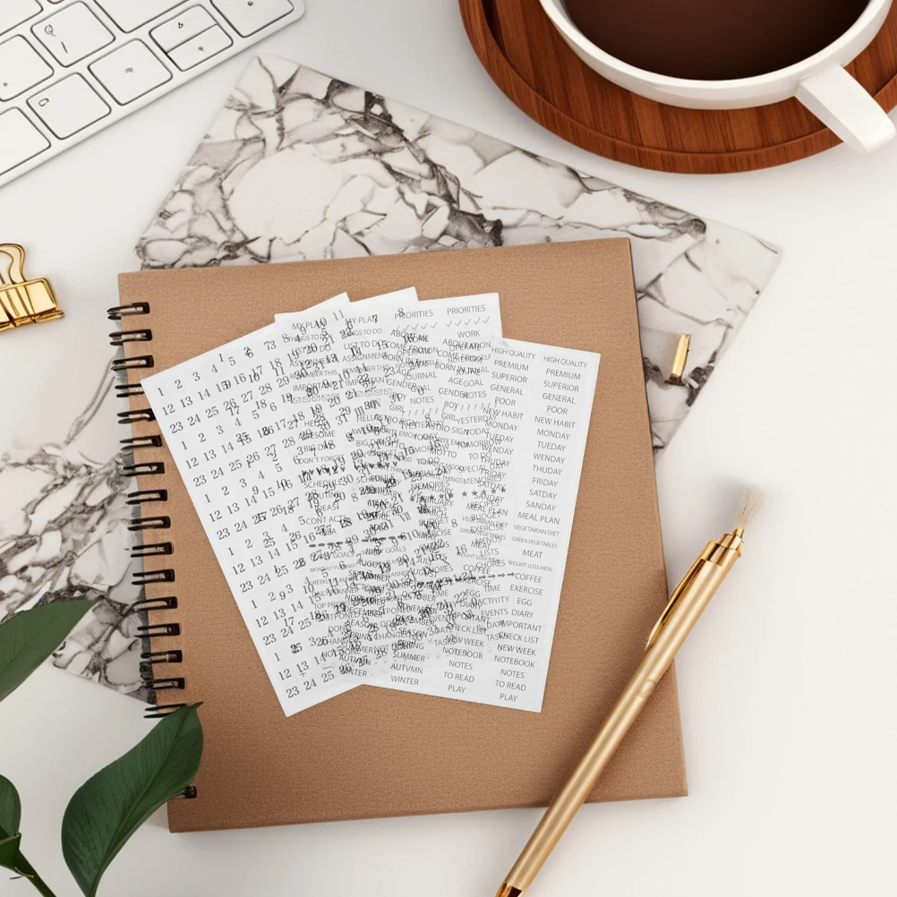 

8pcs Diary Planner Stickers Mini Date Number Calendar Journaling Decor Scrapbook Work Accessories Tab Holiday Monthly Daily