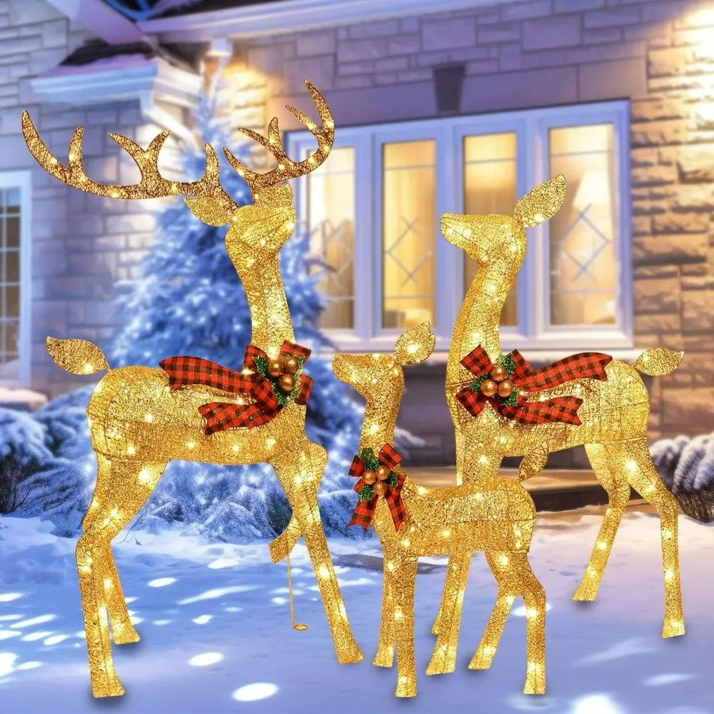 5Ft Lighted Christmas Deer , Large Outdoor Yard Reindeer Holiday Decoration,Lighted Deer Set for Indoor Christmas Decor